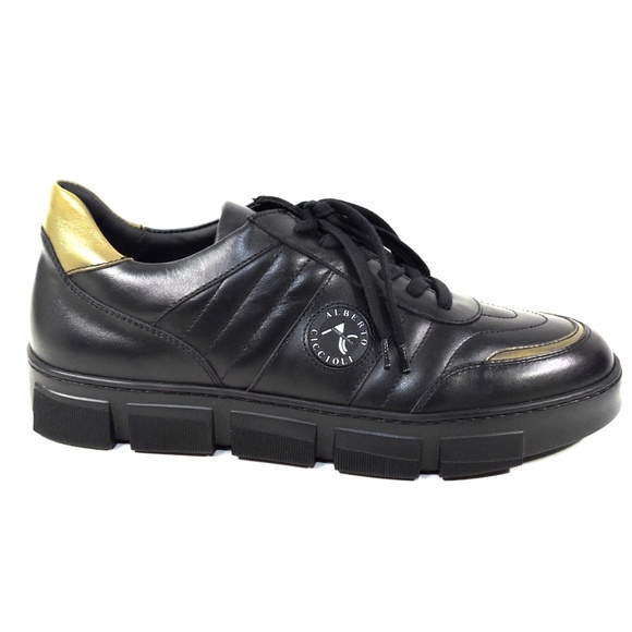 ALBERTO CICCIOLI ?? MEN\'S BLACK SOFT LEATHER COMFORT SNEAKERS main image 6